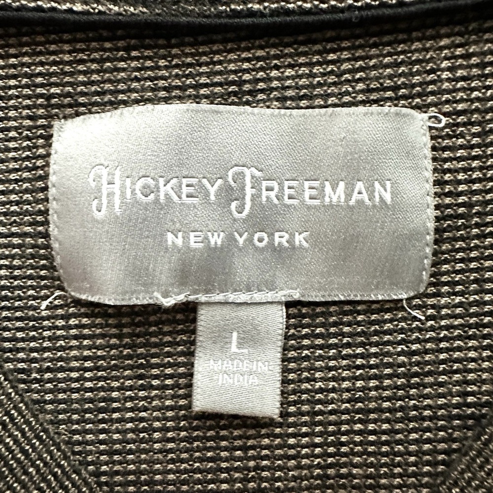 Hickey Freeman L Large Brown Black Textured Heavy Cotton T-Shirt‎ Classic Fit - Picture 3 of 9